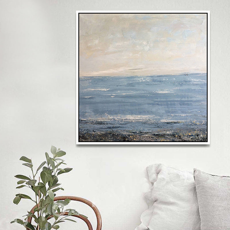 Blue Vast Sea View Canvas Print Paintings Impressionism Textured Wall Decor for Kitchen Clearhalo 'Arts' 'Canvas Art' 1810382