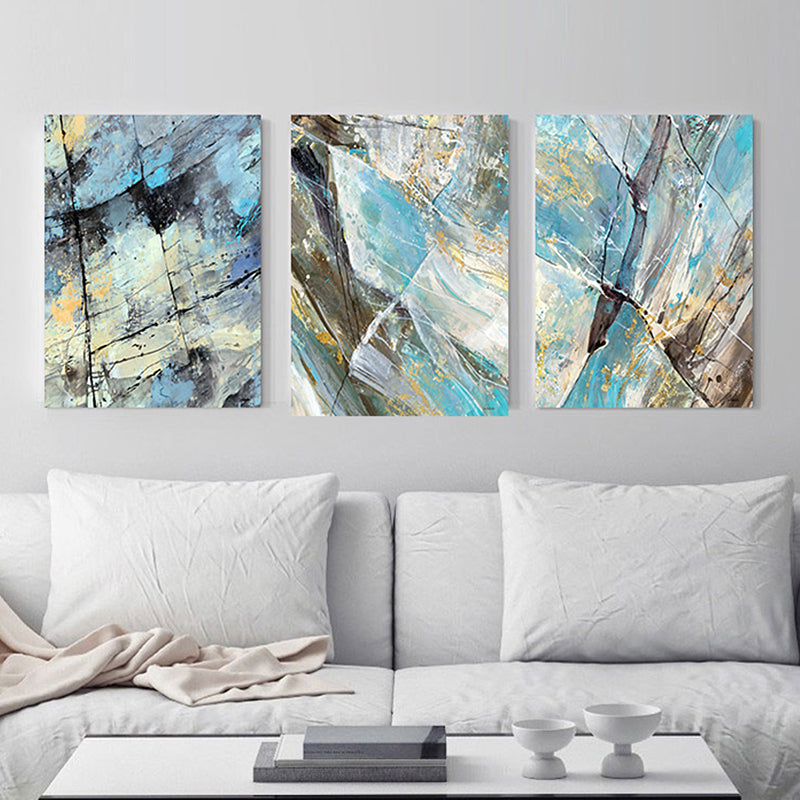 Devise Pattern Wall Art Decor Abstract Expressionism Multi-Piece Bedroom Canvas Print Blue Clearhalo 'Arts' 'Canvas Art' 1810389