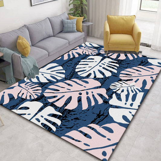 Multicolor Botanical Pattern Rug Polyester Modern Rug Washable Anti-Slip Pet Friendly Area Rug for Living Room Dark Blue Clearhalo 'Area Rug' 'Modern' 'Rugs' Rug' 1810450