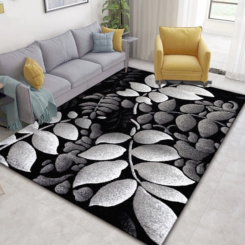 Multicolor Botanical Pattern Rug Polyester Modern Rug Washable Anti-Slip Pet Friendly Area Rug for Living Room Black Clearhalo 'Area Rug' 'Modern' 'Rugs' Rug' 1810457