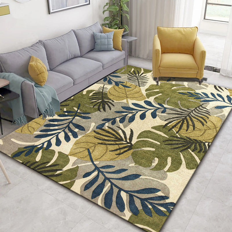 Multicolor Botanical Pattern Rug Polyester Modern Rug Washable Anti-Slip Pet Friendly Area Rug for Living Room Army Green Clearhalo 'Area Rug' 'Modern' 'Rugs' Rug' 1810459