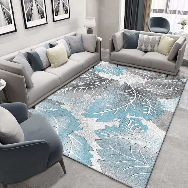 Multicolor Botanical Pattern Rug Polyester Modern Rug Washable Anti-Slip Pet Friendly Area Rug for Living Room Light Blue Clearhalo 'Area Rug' 'Modern' 'Rugs' Rug' 1810461