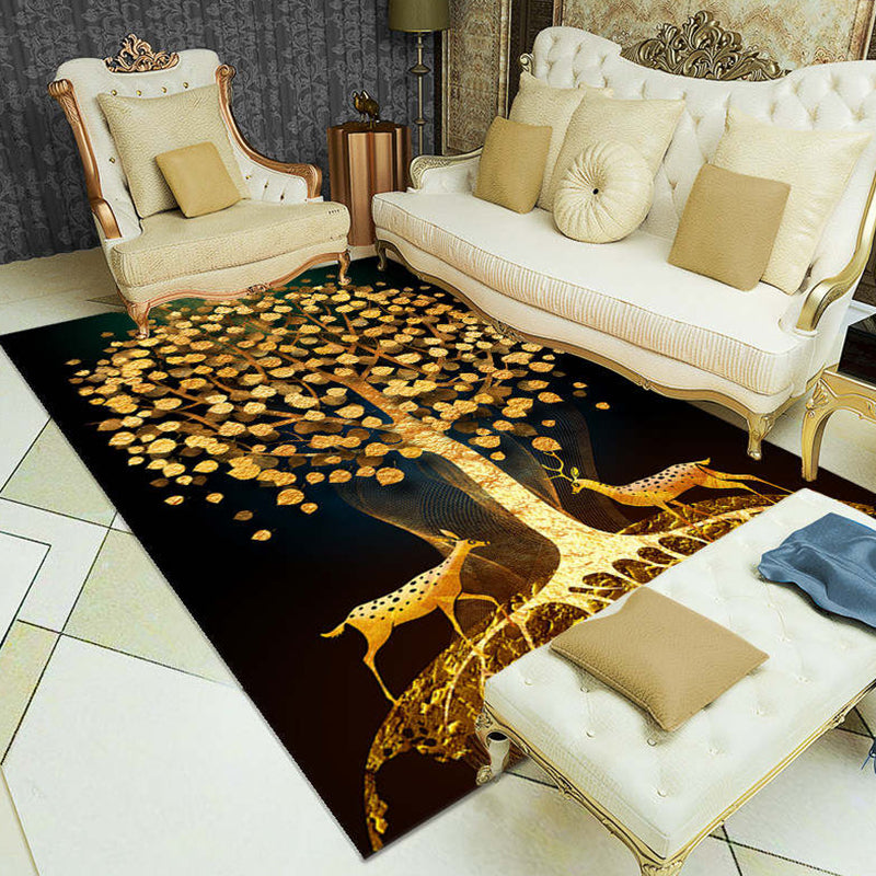 Modernist Botanical Pattern Rug Multicolor Polyester Rug Non-Slip Backing Washable Pet Friendly Carpet for Home Black Clearhalo 'Area Rug' 'Modern' 'Rugs' Rug' 1810470