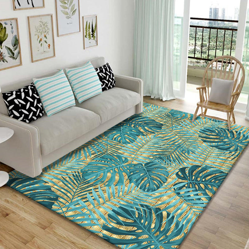 Modernist Botanical Pattern Rug Multicolor Polyester Rug Non-Slip Backing Washable Pet Friendly Carpet for Home Blue Clearhalo 'Area Rug' 'Modern' 'Rugs' Rug' 1810473