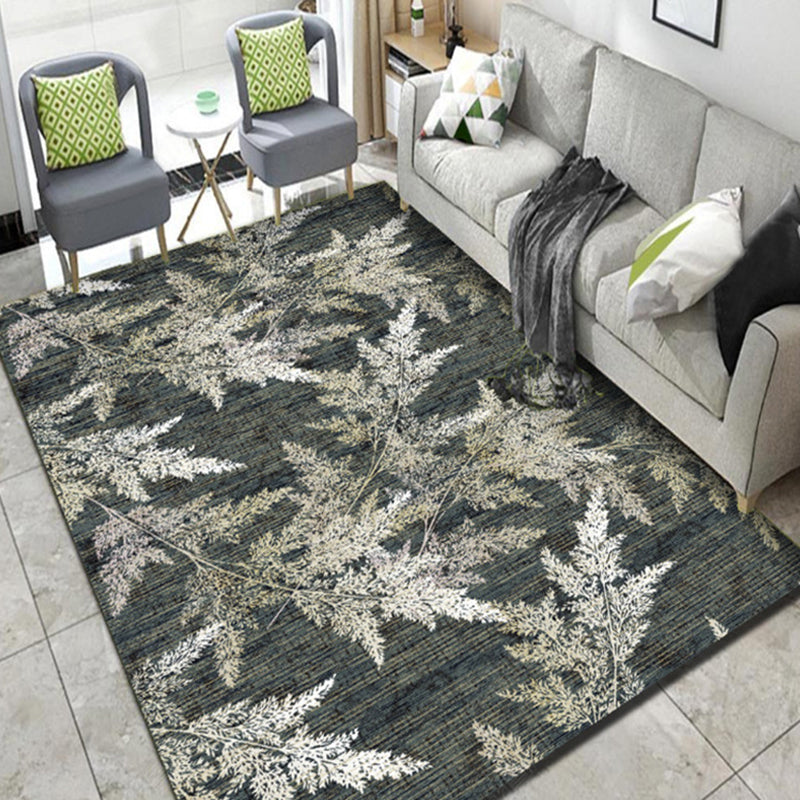 Unique Multicolor Modernist Rug Polyester Leaf Pattern Rug Washable Pet Friendly Non-Slip Carpet for Living Room Black Clearhalo 'Area Rug' 'Modern' 'Rugs' Rug' 1810474