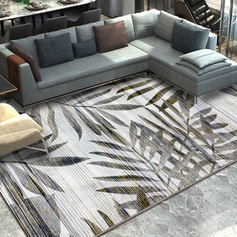 Unique Multicolor Modernist Rug Polyester Leaf Pattern Rug Washable Pet Friendly Non-Slip Carpet for Living Room Grey Clearhalo 'Area Rug' 'Modern' 'Rugs' Rug' 1810482