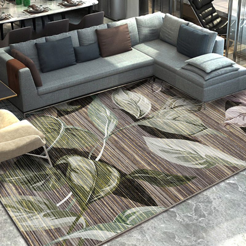 Unique Multicolor Modernist Rug Polyester Leaf Pattern Rug Washable Pet Friendly Non-Slip Carpet for Living Room Brown Clearhalo 'Area Rug' 'Modern' 'Rugs' Rug' 1810483