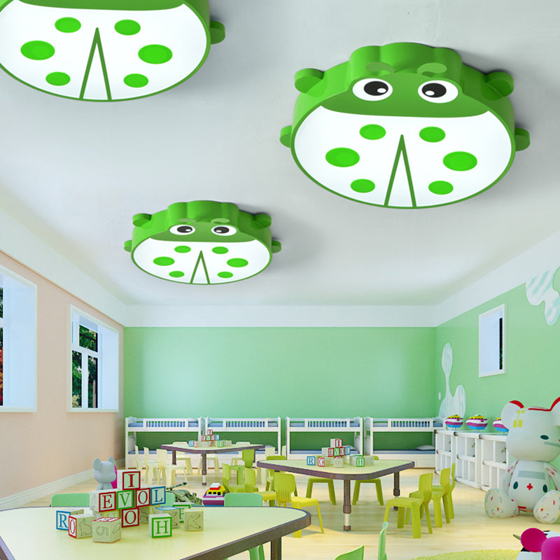 Cartoon Style Ceiling Mount Light Ladybug Acrylic Metal Ceiling Light for Kindergarten Green Clearhalo 'Ceiling Lights' 'Close To Ceiling Lights' 'Close to ceiling' 'Flush mount' Lighting' 181064