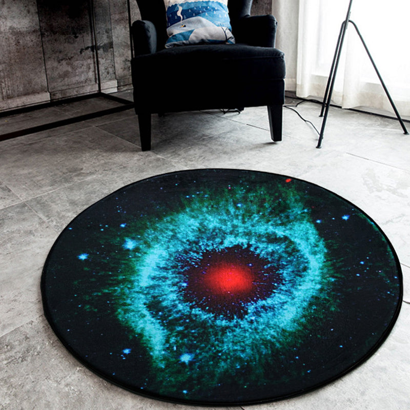 Black Galaxy Pattern Rug Polyester Novelty Rug Washable Anti-Slip Pet Friendly Area Rug for Bedroom Blue Clearhalo 'Area Rug' 'Rug' 1810657