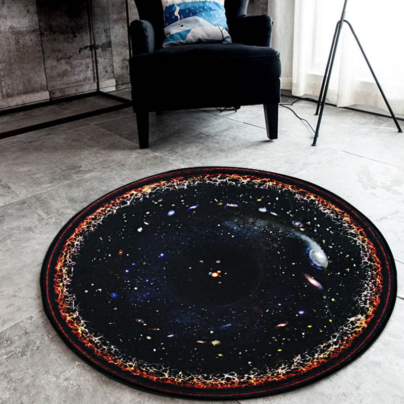 Black Galaxy Pattern Rug Polyester Novelty Rug Washable Anti-Slip Pet Friendly Area Rug for Bedroom Black Clearhalo 'Area Rug' 'Rug' 1810658