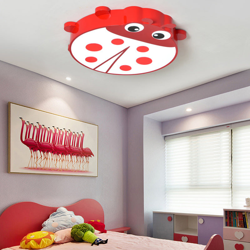 Cartoon Style Ceiling Mount Light Ladybug Acrylic Metal Ceiling Light for Kindergarten Red Clearhalo 'Ceiling Lights' 'Close To Ceiling Lights' 'Close to ceiling' 'Flush mount' Lighting' 181067