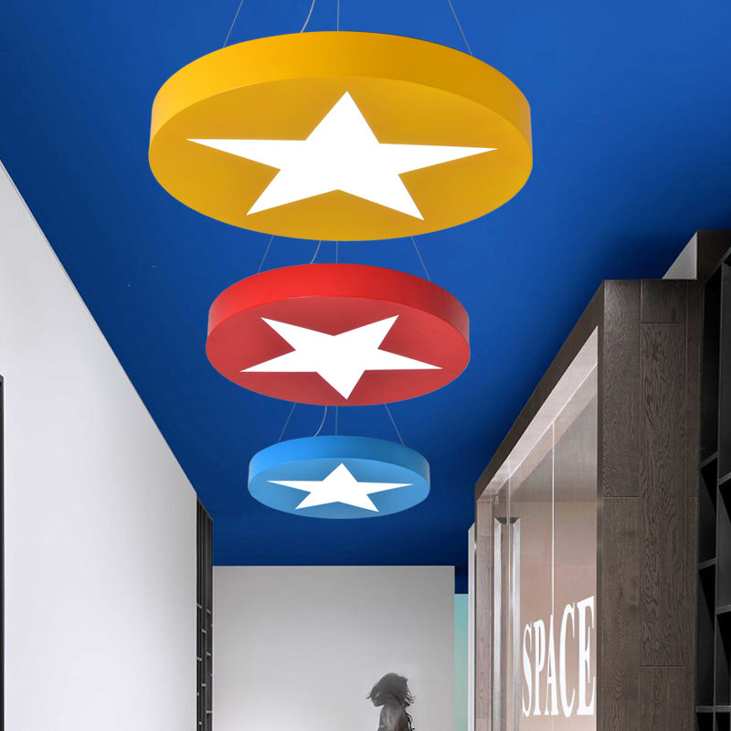 Kids Round Pendant Light with Star Metal Bright Colored Hanging Light for Office Clearhalo 'Ceiling Lights' 'Pendant Lights' 'Pendants' Lighting' 181090