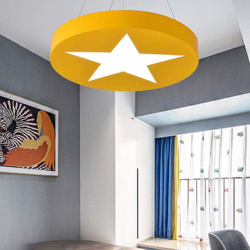 Kids Round Pendant Light with Star Metal Bright Colored Hanging Light for Office Clearhalo 'Ceiling Lights' 'Pendant Lights' 'Pendants' Lighting' 181094