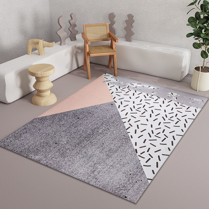 Pink and Beige Bedroom Rug Minimalist Abstract Rug Polyester Washable Anti-Slip Backing Pet Friendly Carpet Black 4'7" x 6'7" Clearhalo 'Area Rug' 'Modern' 'Rugs' Rug' 1810940