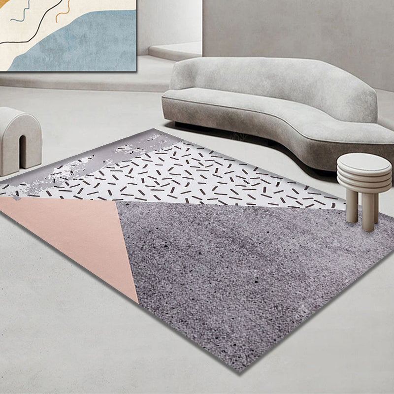 Pink and Beige Bedroom Rug Minimalist Abstract Rug Polyester Washable Anti-Slip Backing Pet Friendly Carpet Clearhalo 'Area Rug' 'Modern' 'Rugs' Rug' 1810941