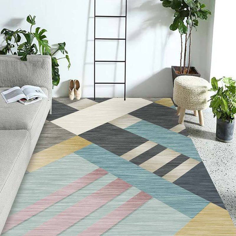 Multicolor Living Room Rug Contemporary Geometric Pattern Rug Polyester Washable Anti-Slip Backing Pet Friendly Carpet Aqua Clearhalo 'Area Rug' 'Modern' 'Rugs' Rug' 1811190