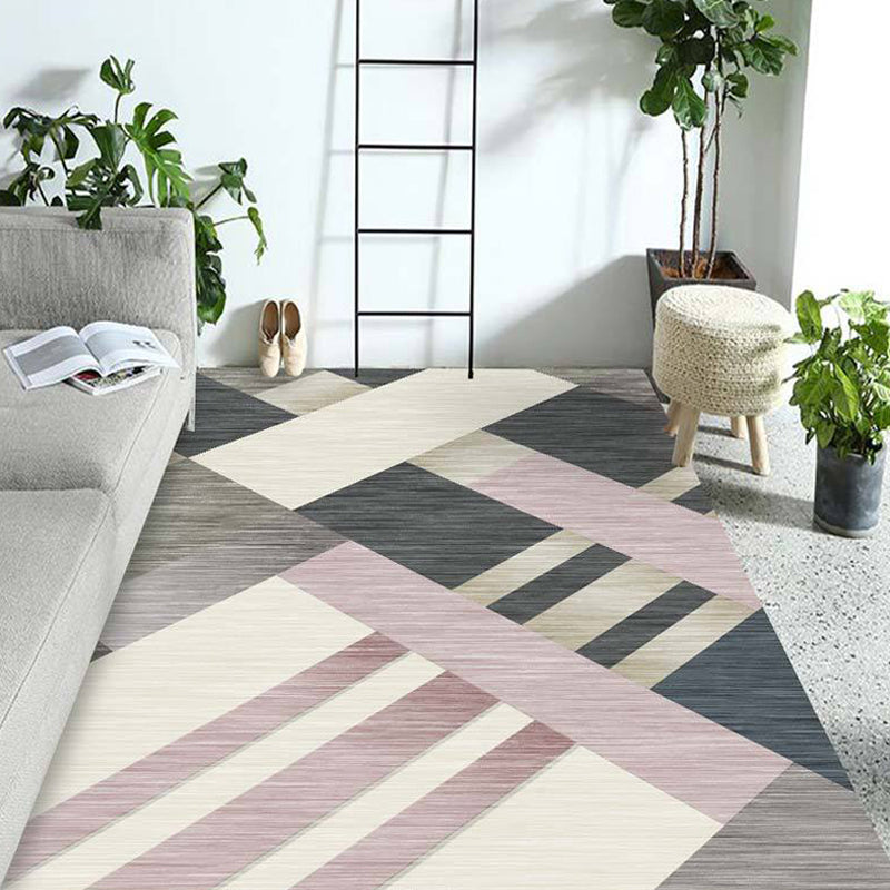 Multicolor Living Room Rug Contemporary Geometric Pattern Rug Polyester Washable Anti-Slip Backing Pet Friendly Carpet Pink Clearhalo 'Area Rug' 'Modern' 'Rugs' Rug' 1811196