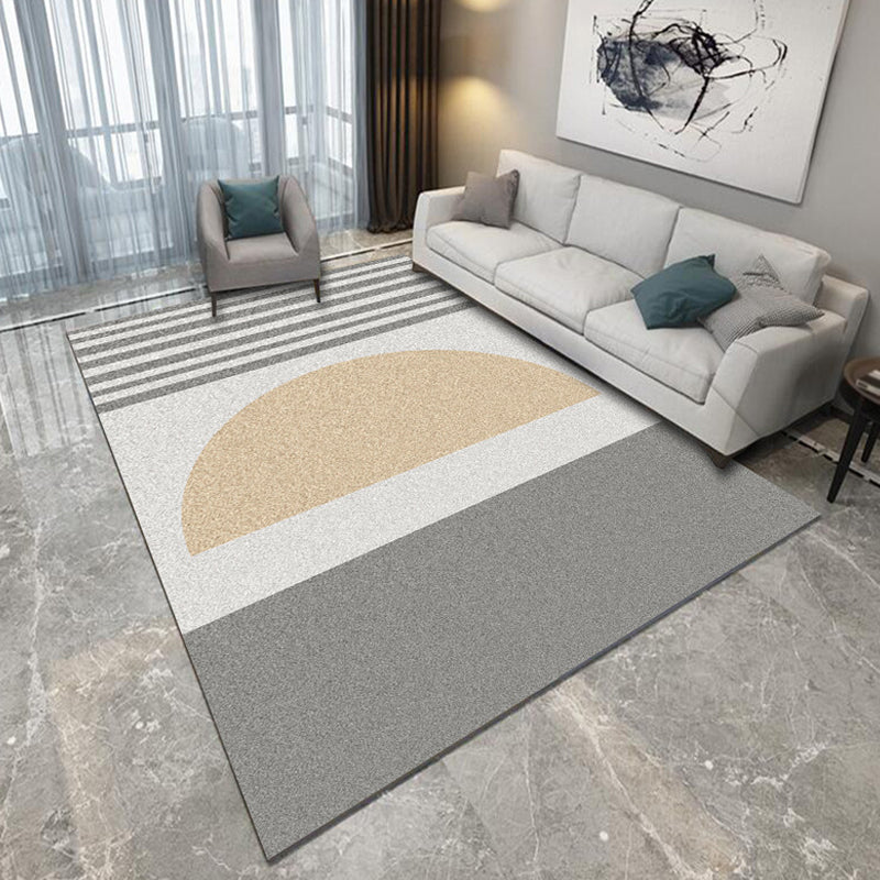 Casual Geometric Pattern Rug with Stripe Multicolor Modernism Rug Polyester Pet Friendly Washable Non-Slip Area Rug for Bedroom Camel Clearhalo 'Area Rug' 'Modern' 'Rugs' Rug' 1811222