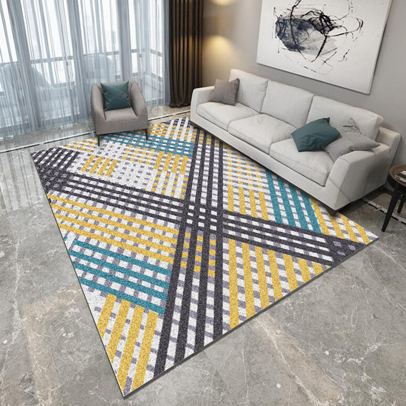 Casual Geometric Pattern Rug with Stripe Multicolor Modernism Rug Polyester Pet Friendly Washable Non-Slip Area Rug for Bedroom Yellow Clearhalo 'Area Rug' 'Modern' 'Rugs' Rug' 1811223