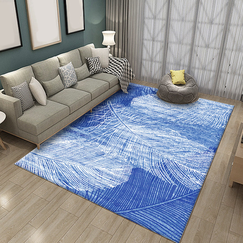 Multicolor Feather Pattern Rug Polyester Rug Pet Friendly Washable Non-Slip Area Rug for Living Room Blue Clearhalo 'Area Rug' 'Modern' 'Rugs' Rug' 1811236