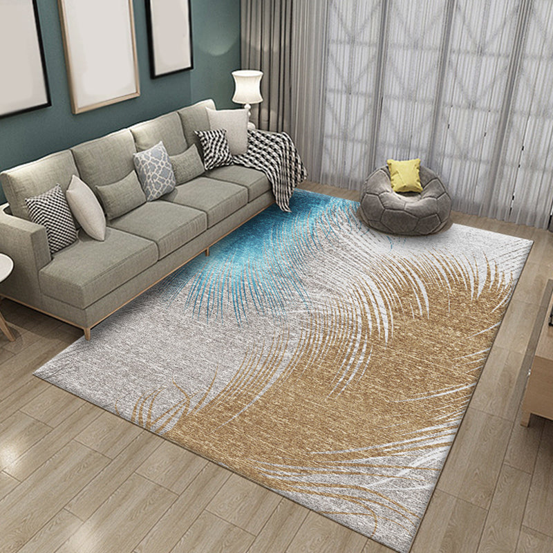 Multicolor Feather Pattern Rug Polyester Rug Pet Friendly Washable Non-Slip Area Rug for Living Room Yellow Clearhalo 'Area Rug' 'Modern' 'Rugs' Rug' 1811243