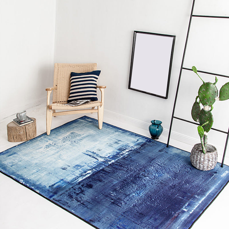 Blue Bedroom Rug Minimalist Abstract Rug Polyester Washable Anti-Slip Backing Pet Friendly Carpet Blue 3'11" x 5'7" Clearhalo 'Area Rug' 'Rug' 1811287