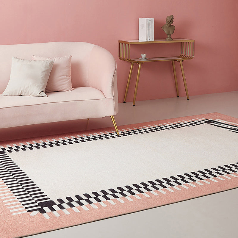 Pink Geometric Pattern Rug Polyester Modern Rug Pet Friendly Washable Non-Slip Area Rug for Living Room Pink 4'7" x 6'7" Clearhalo 'Area Rug' 'Modern' 'Rugs' Rug' 1811302