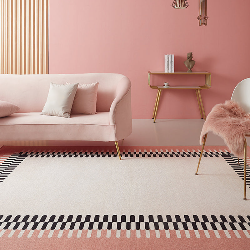 Pink Geometric Pattern Rug Polyester Modern Rug Pet Friendly Washable Non-Slip Area Rug for Living Room Clearhalo 'Area Rug' 'Modern' 'Rugs' Rug' 1811303