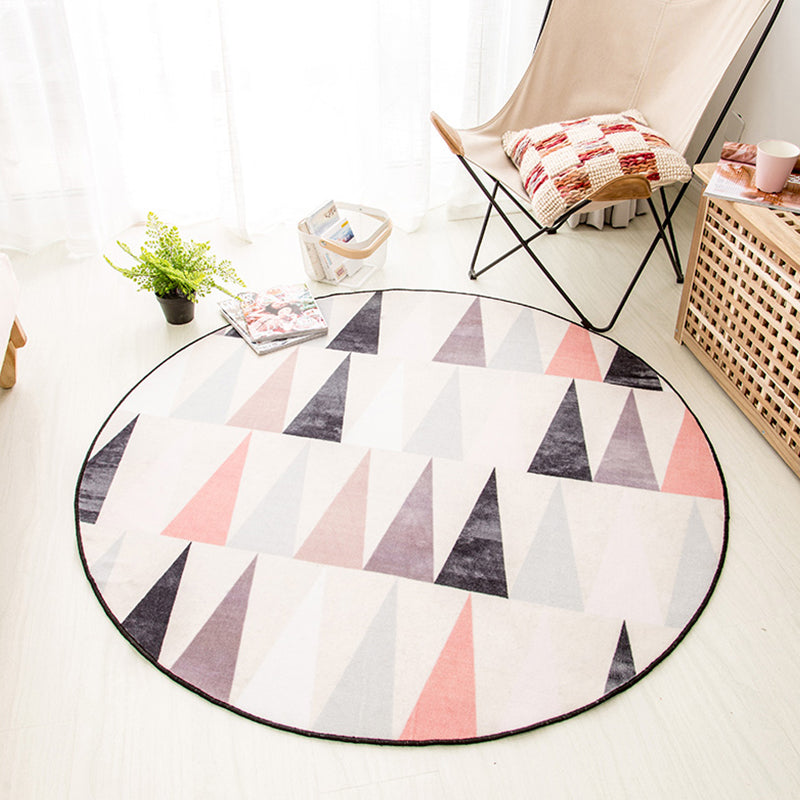 Funky Geometric Pattern Rug Pink Modernism Rug Polyester Pet Friendly Washable Non-Slip Area Rug for Bedroom Pink 3'11" x 3'11" Clearhalo 'Area Rug' 'Modern' 'Rugs' Rug' 1811320