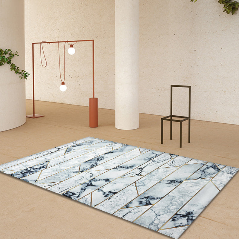 Unique Geometric Pattern Rug Grey Modernism Rug Polyester Pet Friendly Washable Non-Slip Area Rug for Bedroom Sky Blue 4'7" x 6'7" Clearhalo 'Area Rug' 'Modern' 'Rugs' Rug' 1811342