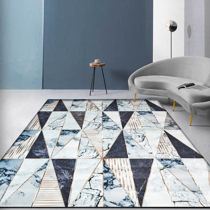 Unique Geometric Pattern Rug Grey Modernism Rug Polyester Pet Friendly Washable Non-Slip Area Rug for Bedroom Blue 4'7" x 6'7" Clearhalo 'Area Rug' 'Modern' 'Rugs' Rug' 1811343