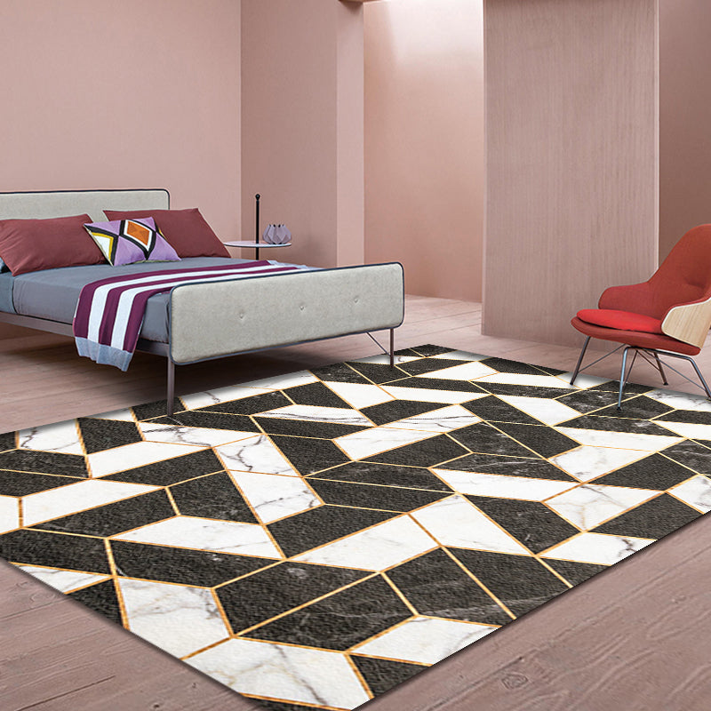 Unique Geometric Pattern Rug Grey Modernism Rug Polyester Pet Friendly Washable Non-Slip Area Rug for Bedroom Black 4'7" x 6'7" Clearhalo 'Area Rug' 'Modern' 'Rugs' Rug' 1811344