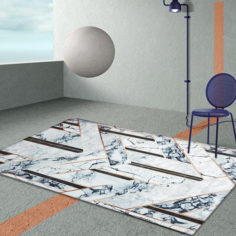 Unique Geometric Pattern Rug Grey Modernism Rug Polyester Pet Friendly Washable Non-Slip Area Rug for Bedroom Light Blue 4'7" x 6'7" Clearhalo 'Area Rug' 'Modern' 'Rugs' Rug' 1811345