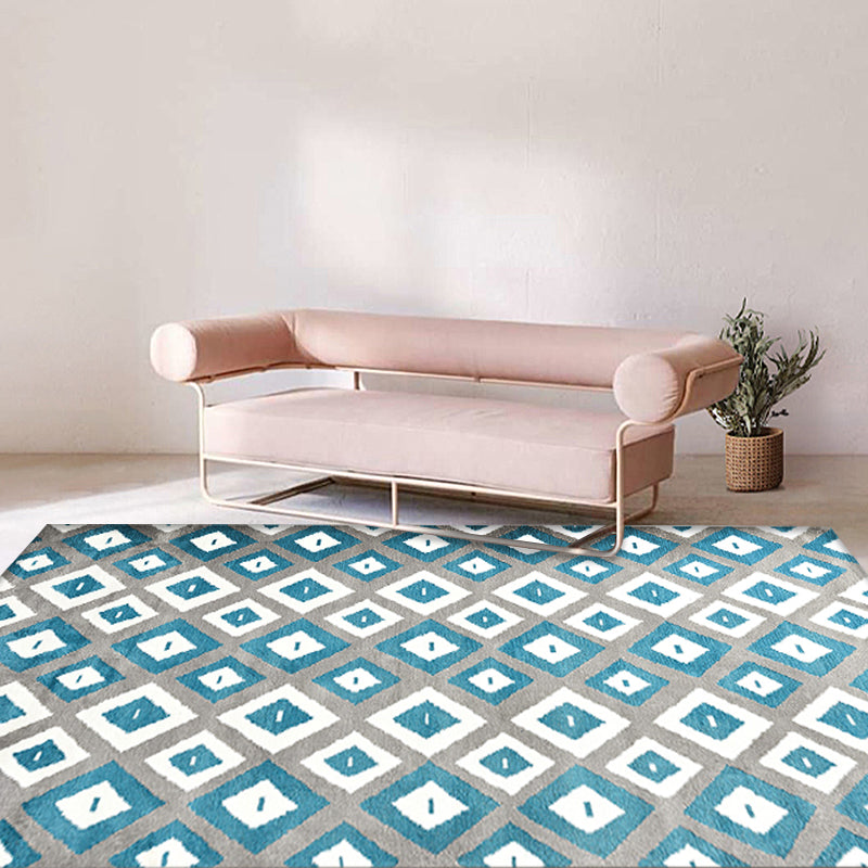 Blue Bedroom Rug Contemporary Geometric Pattern Rug Polyester Washable Anti-Slip Backing Pet Friendly Carpet Sky Blue 6'7" x 9'11" Clearhalo 'Area Rug' 'Modern' 'Rugs' Rug' 1811346