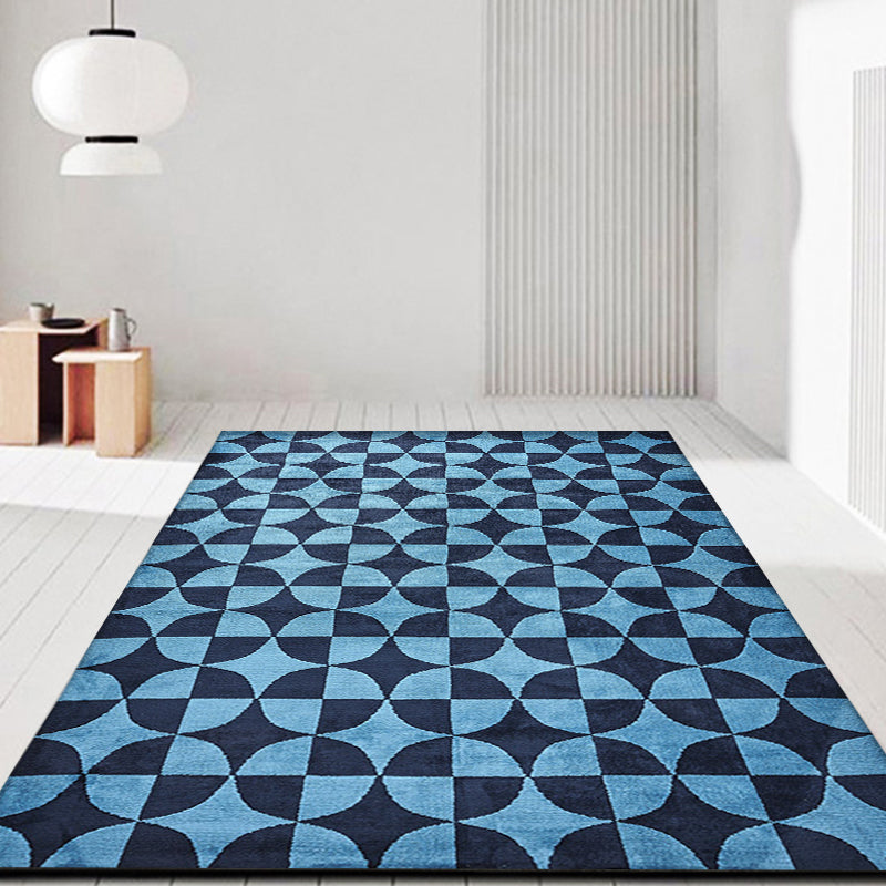 Blue Bedroom Rug Contemporary Geometric Pattern Rug Polyester Washable Anti-Slip Backing Pet Friendly Carpet Blue 6'7" x 9'11" Clearhalo 'Area Rug' 'Modern' 'Rugs' Rug' 1811350