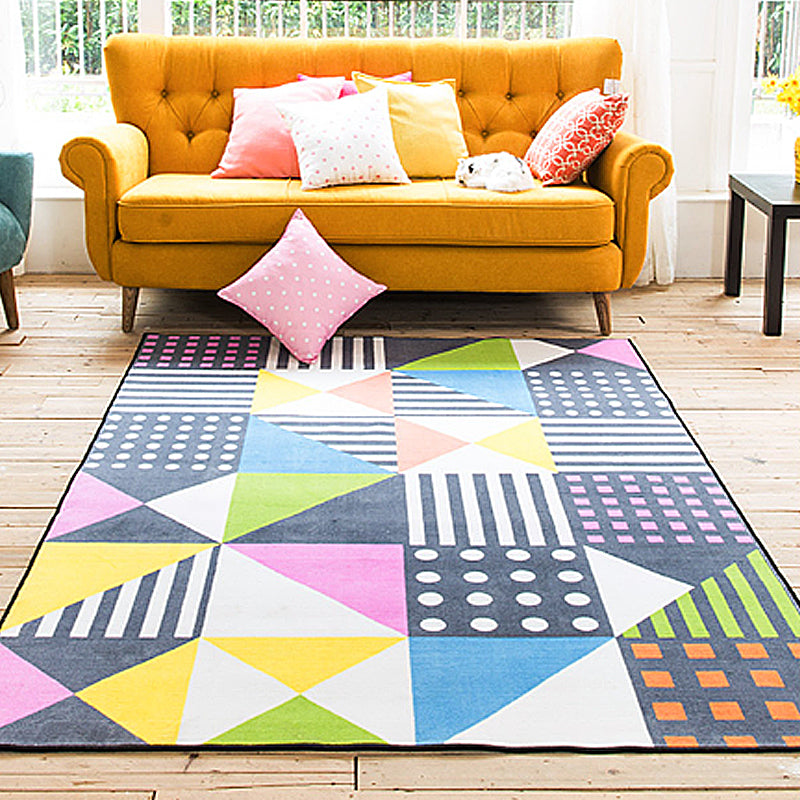 Multicolor Geometric Pattern Rug with Stripe Polyester Modern Rug Pet Friendly Washable Non-Slip Area Rug for Living Room Black Clearhalo 'Area Rug' 'Modern' 'Rugs' Rug' 1811351