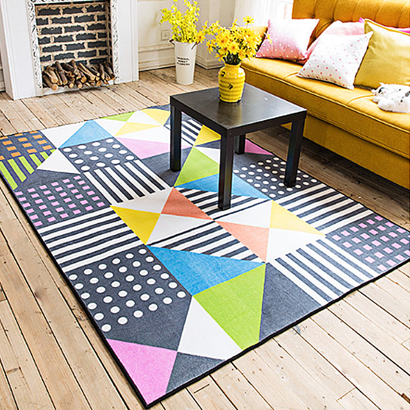 Multicolor Geometric Pattern Rug with Stripe Polyester Modern Rug Pet Friendly Washable Non-Slip Area Rug for Living Room Clearhalo 'Area Rug' 'Modern' 'Rugs' Rug' 1811352