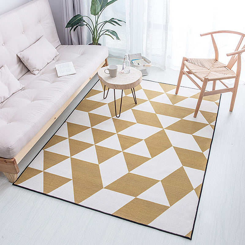 Gold and Blue Bedroom Rug Contemporary Geometric Pattern Rug Polyester Washable Anti-Slip Backing Pet Friendly Carpet Gold 3'11" x 5'7" Clearhalo 'Area Rug' 'Modern' 'Rugs' Rug' 1811361