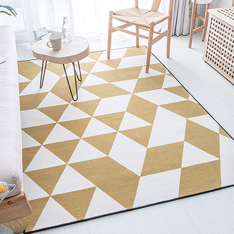 Gold and Blue Bedroom Rug Contemporary Geometric Pattern Rug Polyester Washable Anti-Slip Backing Pet Friendly Carpet Clearhalo 'Area Rug' 'Modern' 'Rugs' Rug' 1811362