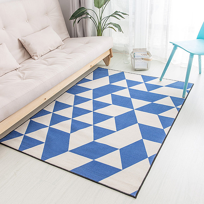 Gold and Blue Bedroom Rug Contemporary Geometric Pattern Rug Polyester Washable Anti-Slip Backing Pet Friendly Carpet Blue 3'11" x 5'7" Clearhalo 'Area Rug' 'Modern' 'Rugs' Rug' 1811365