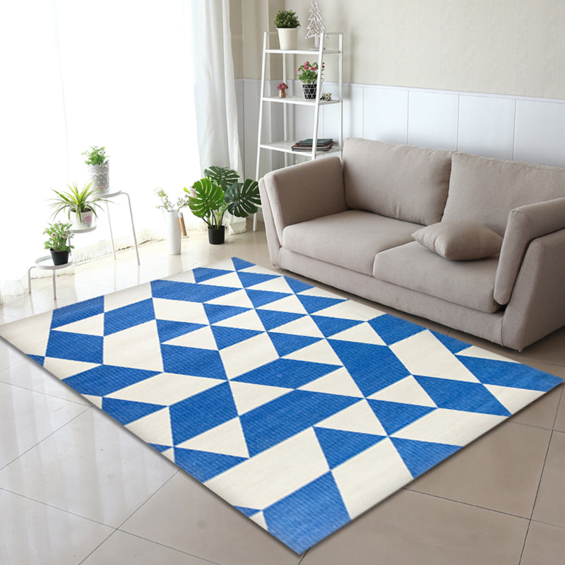 Gold and Blue Bedroom Rug Contemporary Geometric Pattern Rug Polyester Washable Anti-Slip Backing Pet Friendly Carpet Clearhalo 'Area Rug' 'Modern' 'Rugs' Rug' 1811366