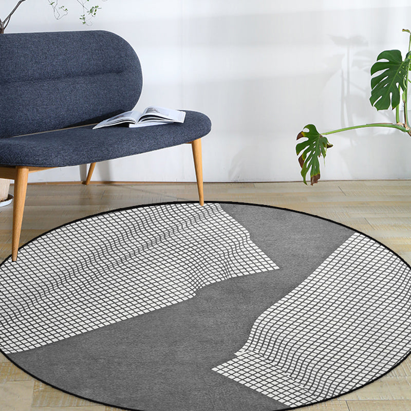 Simplicity Checked Pattern Rug Grey Polyester Rug Non-Slip Pet Friendly Washable Are Rug for Living Room Clearhalo 'Area Rug' 'Modern' 'Rugs' Rug' 1811369