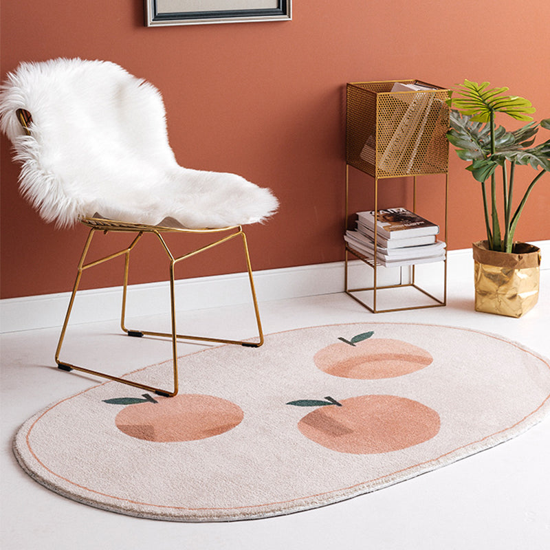 Stylish Fruit Pattern Rug Pink Modernism Rug Polyester Pet Friendly Washable Non-Slip Area Rug for Bedroom Pink Clearhalo 'Area Rug' 'Modern' 'Rugs' Rug' 1811374