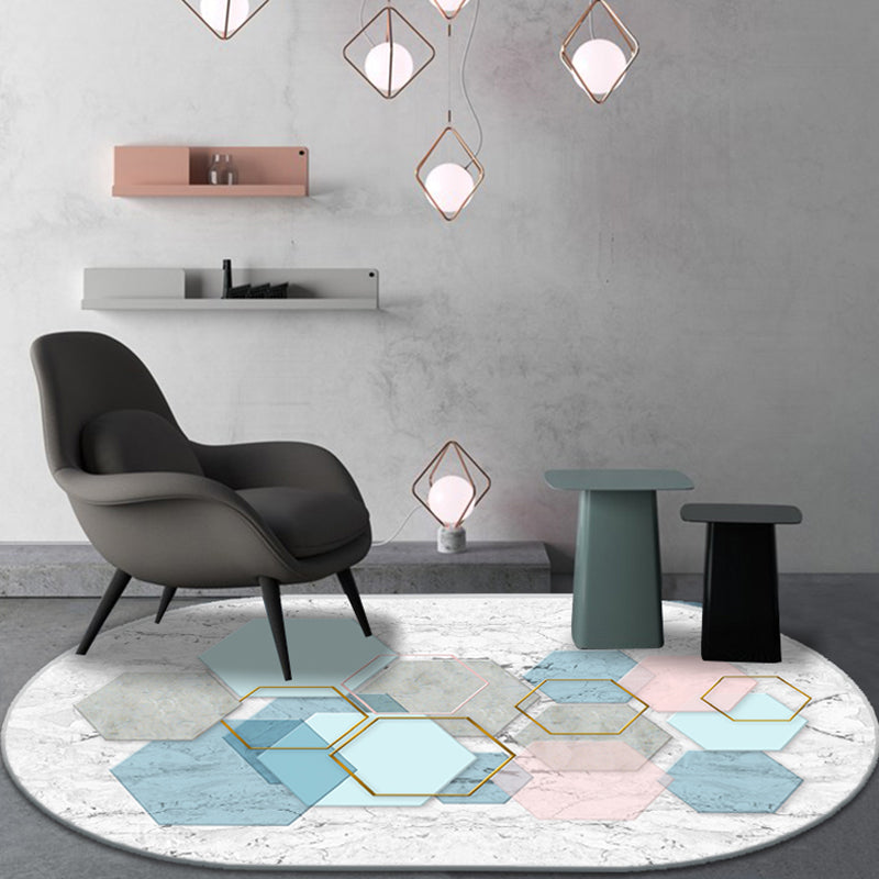 Multicolor Geometric Pattern Rug Polyester Modern Rug Pet Friendly Washable Non-Slip Area Rug for Living Room Light Blue Clearhalo 'Area Rug' 'Modern' 'Rugs' Rug' 1811417