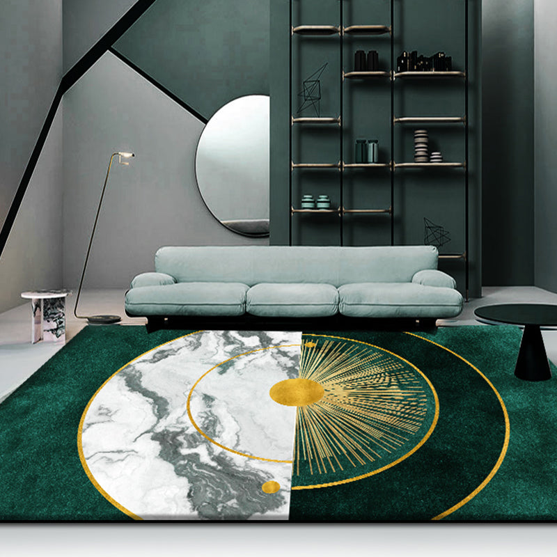 Nordic Geometric Pattern Rug Blue and Green Polyester Rug Non-Slip Pet Friendly Washable Are Rug for Living Room Green Clearhalo 'Area Rug' 'Modern' 'Rugs' Rug' 1811428