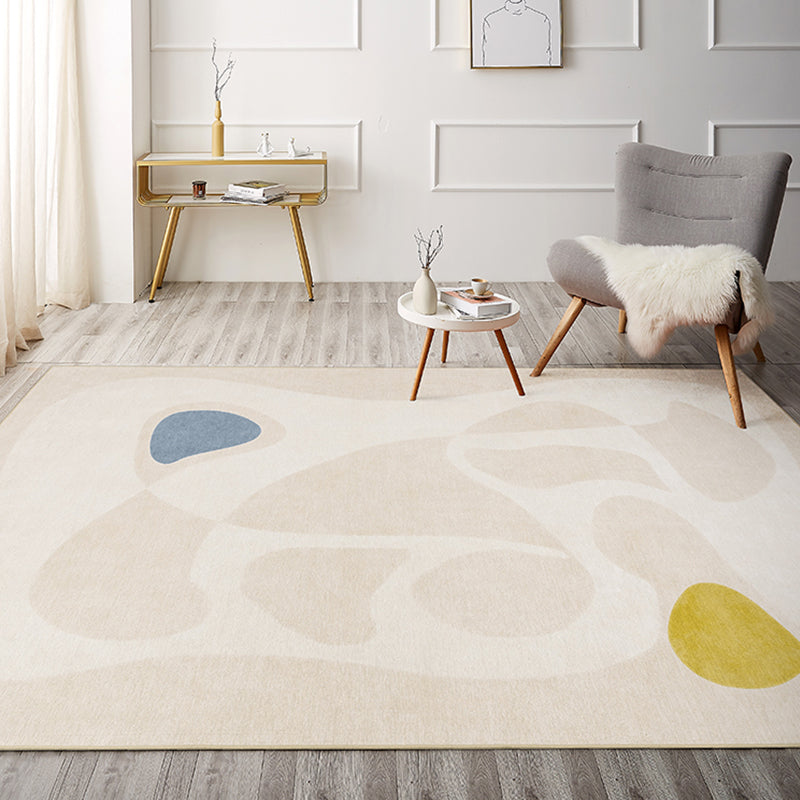 Beige Bedroom Rug Minimalist Colorblock Abstract Rug Polyester Washable Anti-Slip Backing Pet Friendly Carpet Beige 4'7" x 6'7" Clearhalo 'Area Rug' 'Rug' 1811440