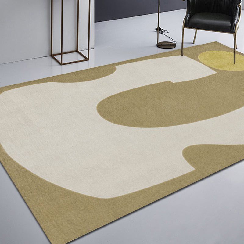 Beige Bedroom Rug Minimalist Colorblock Abstract Rug Polyester Washable Anti-Slip Backing Pet Friendly Carpet Brown 4'7" x 6'7" Clearhalo 'Area Rug' 'Rug' 1811447