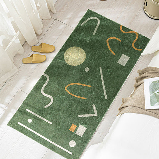 Green Bedroom Rug Minimalist Abstract Rug Polyester Washable Anti-Slip Backing Pet Friendly Carpet Clearhalo 'Area Rug' 'Rug' 1811472