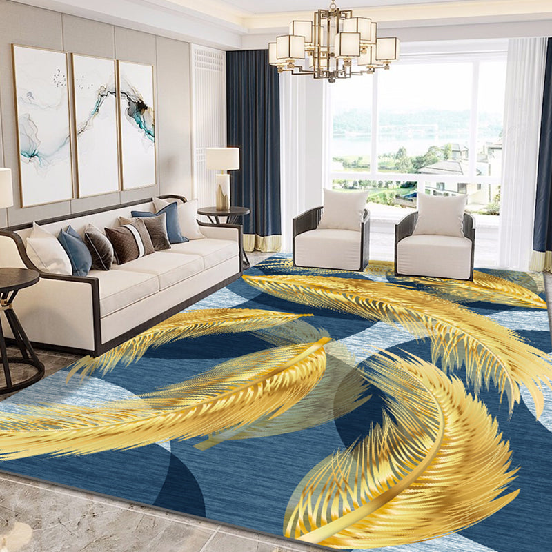 Fancy Feather Pattern Rug Multicolor Modernism Rug Polyester Pet Friendly Washable Non-Slip Area Rug for Bedroom Gold Clearhalo 'Area Rug' 'Modern' 'Rugs' Rug' 1811539