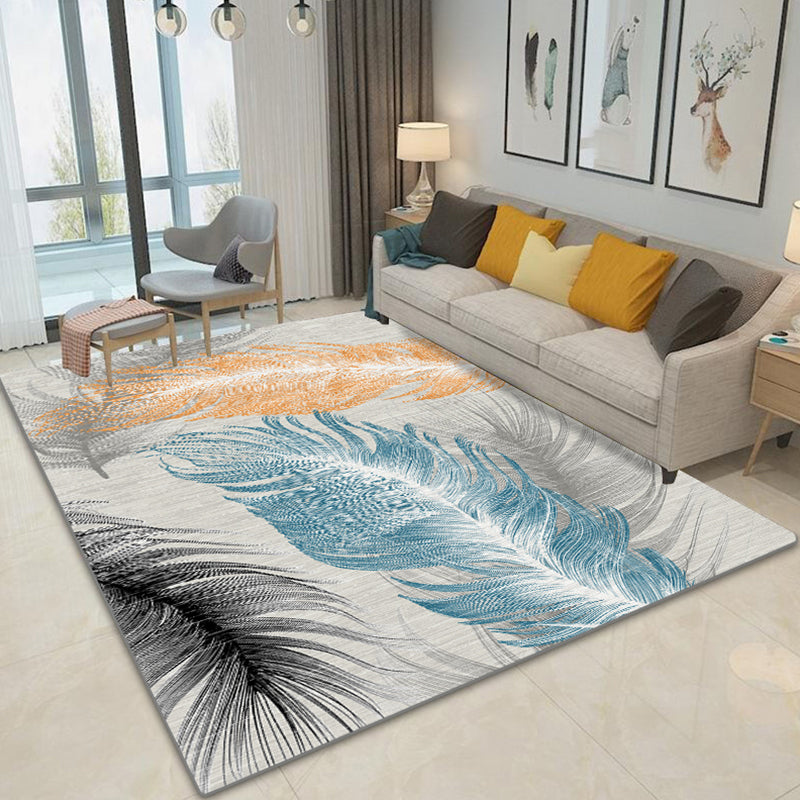 Fancy Feather Pattern Rug Multicolor Modernism Rug Polyester Pet Friendly Washable Non-Slip Area Rug for Bedroom Grey Clearhalo 'Area Rug' 'Modern' 'Rugs' Rug' 1811540